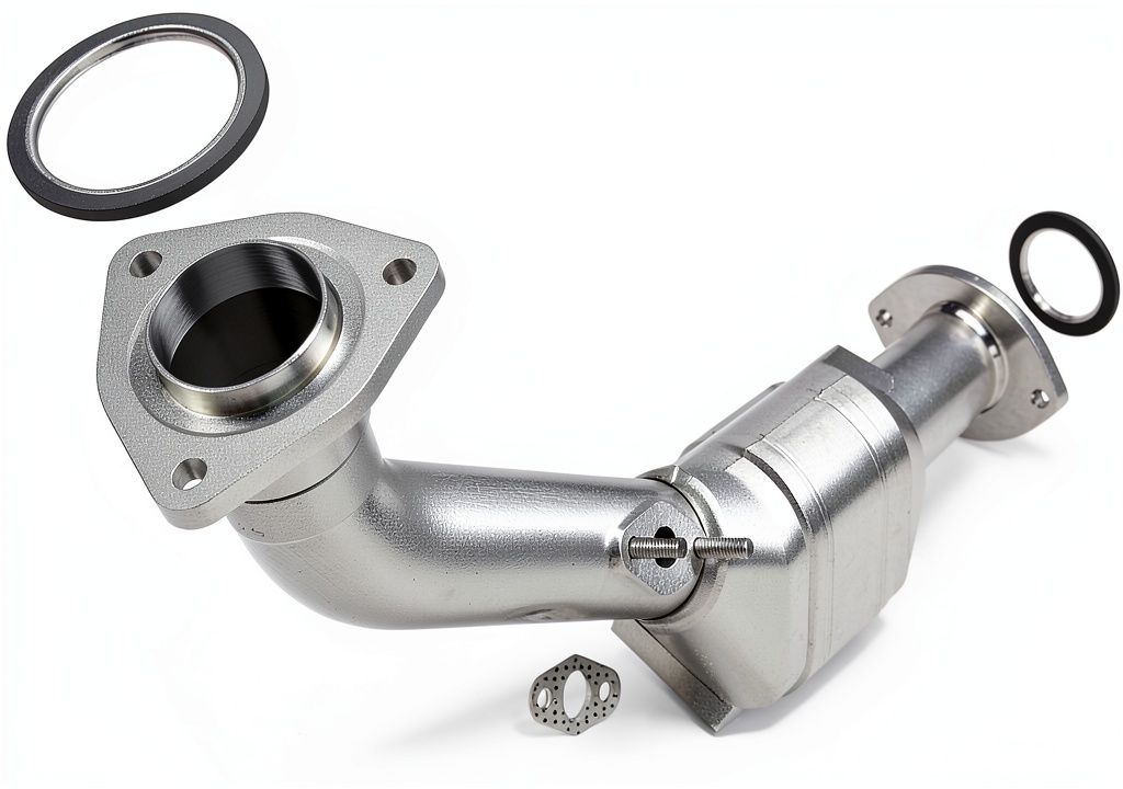 MagnaFlow catalytic converter installed in a vehicle front exhaust system