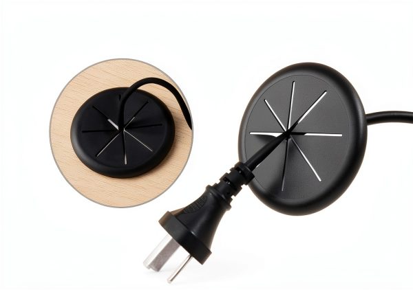 Desk Grommet 2 Inch 2PCS Flexible Desk Hole Cover for Cables Desktop Equipment Wiring Management Cord Hole Cover for Home & Office Table Cables - Black-4