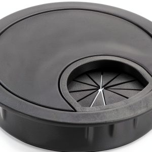 uxcell Cable Hole Cover, 2.1Inch/53mm Zinc Alloy Desk Wire Cord Cable Grommets Hole Cover for Office PC Desk Cable Cord Organizer, Black-0