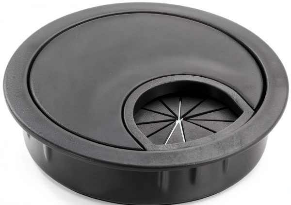 uxcell Cable Hole Cover, 2.1Inch/53mm Zinc Alloy Desk Wire Cord Cable Grommets Hole Cover for Office PC Desk Cable Cord Organizer, Black-0