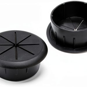 Desk Grommet 2 Inch 2PCS Flexible Desk Hole Cover for Cables Desktop Equipment Wiring Management Cord Hole Cover for Home & Office Table Cables - Black-0