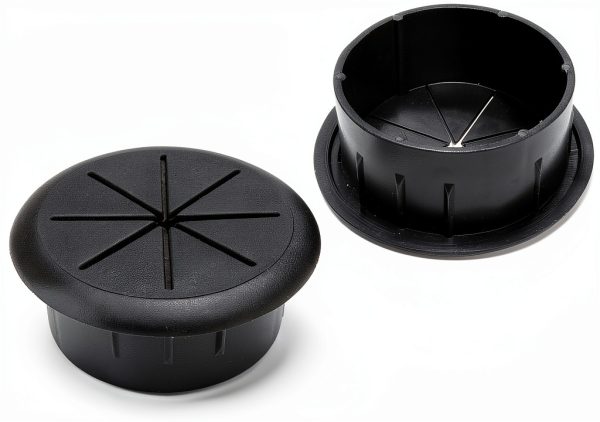 Desk Grommet 2 Inch 2PCS Flexible Desk Hole Cover for Cables Desktop Equipment Wiring Management Cord Hole Cover for Home & Office Table Cables - Black-0